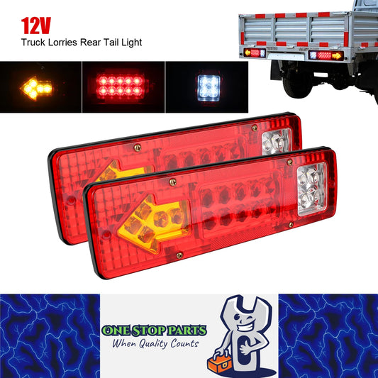 2 x 12V LED Trailer Lamp 19LEDs Stop Tail Indicator Reverse Light Truck Lorries