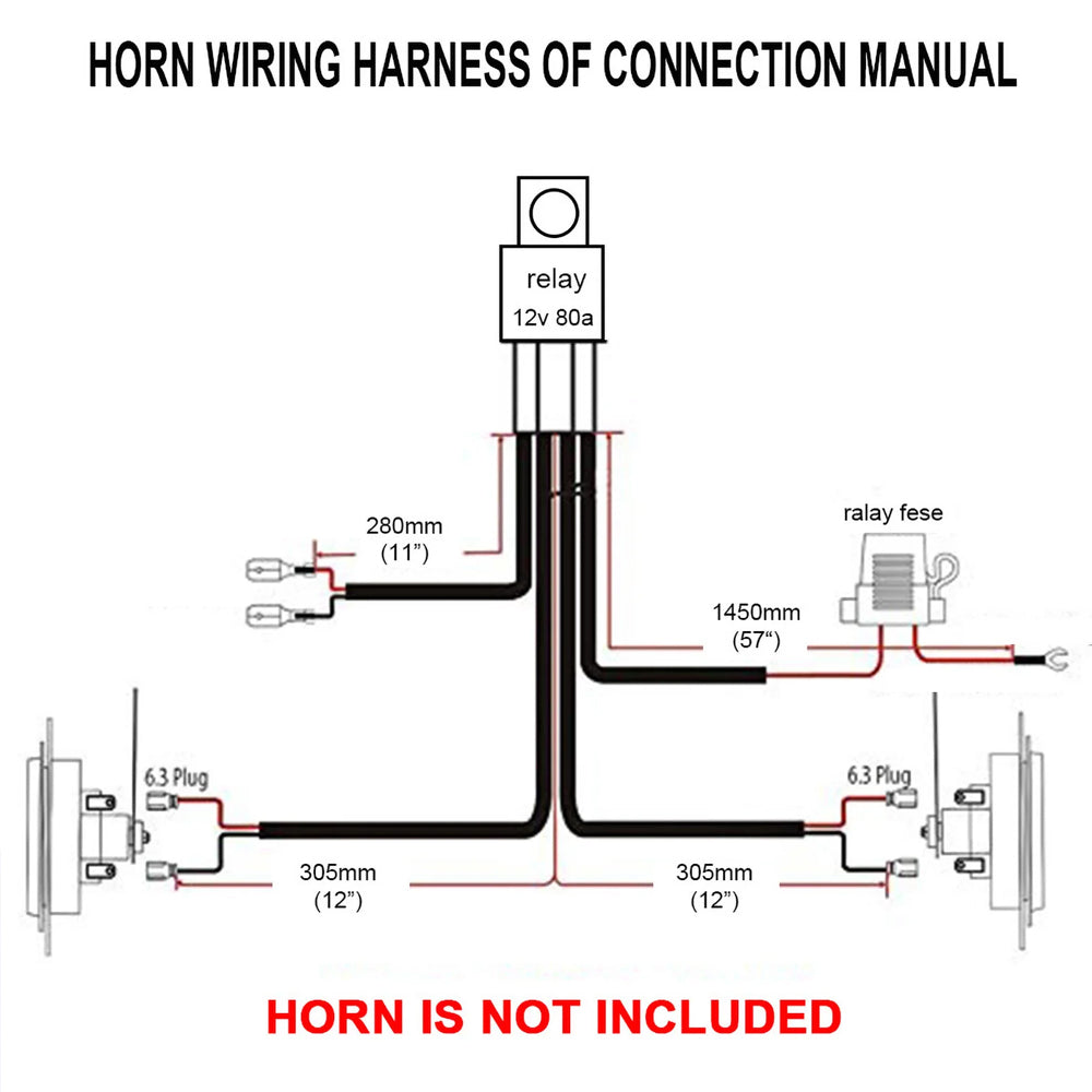 80A 12V Car Horn Relay Wiring Harness Kit for Car Truck Van Grille Mount