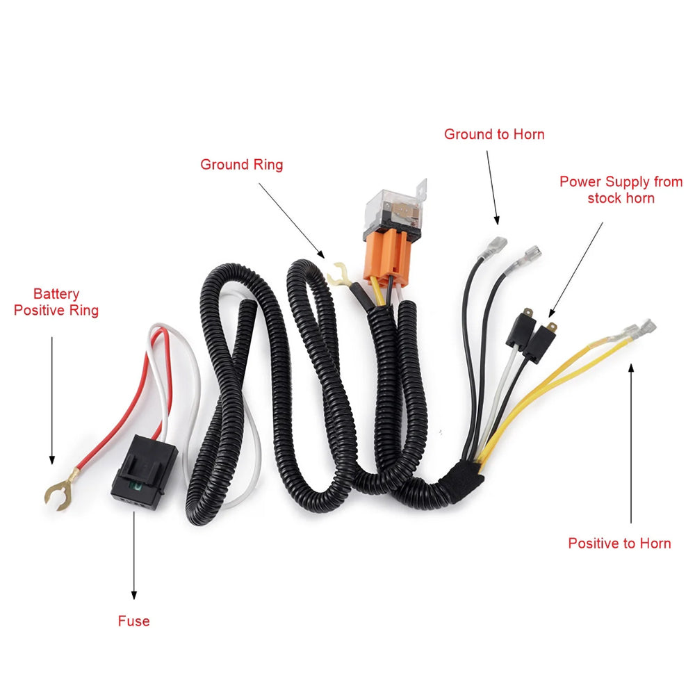 80A 12V Car Horn Relay Wiring Harness Kit for Car Truck Van Grille Mount