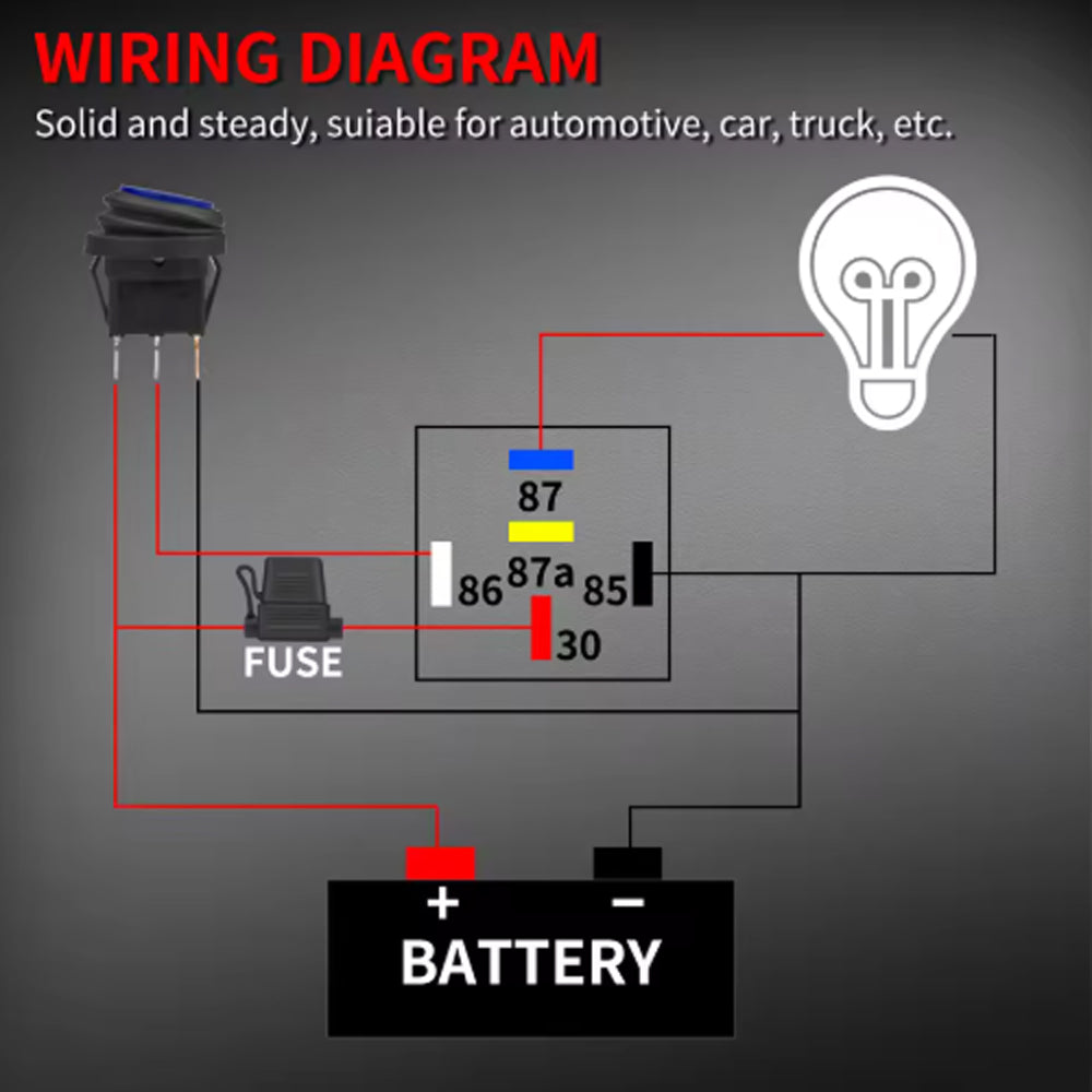 12V 40A Heavy Duty Car Relay Kit SPDT 5 Pin Bosch Style with Harness Auto Relay