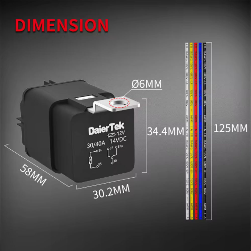 12V 40A Heavy Duty Car Relay Kit SPDT 5 Pin Bosch Style with Harness Auto Relay
