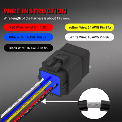 12V 40A Heavy Duty Car Relay Kit SPDT 5 Pin Bosch Style with Harness Auto Relay
