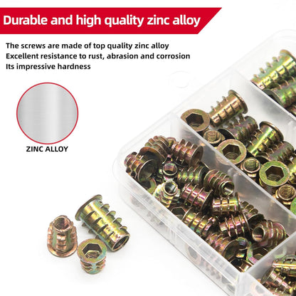 130pcs Wood Threaded Inserts Kit 7 SizeS M4 M5 M6 M8 Furniture Assembly Nut