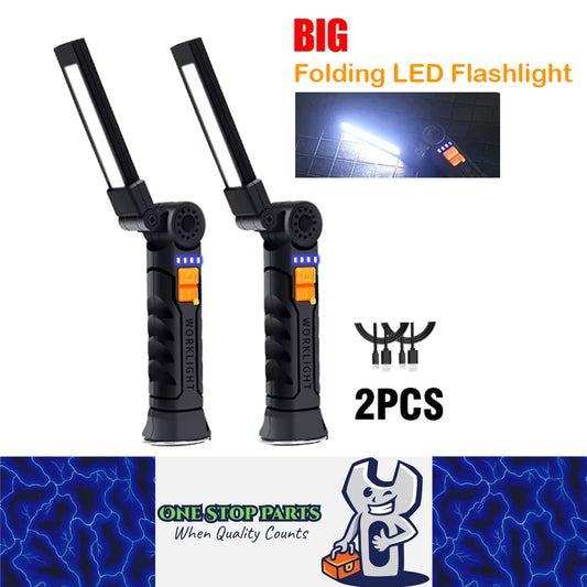 2pcs Folding LED Flashlight 144mm Rechargeable LED Torch Portable LED Work Light