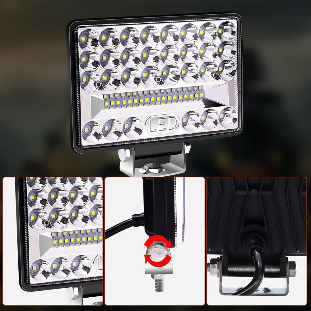 2 x 144W LED Work Light 152x107mm 12-24V 6000K Spot Flood Beam Combo Work Light