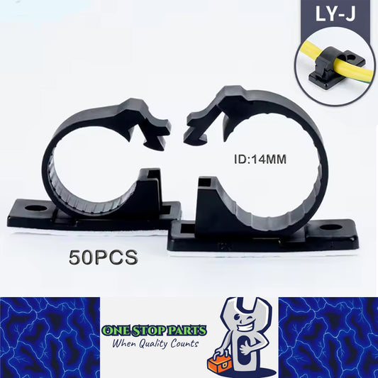 50 x Self-Adhesive Cable Clips ID14mm Wire Clamps Cord Holders Cable Organizer
