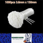 1000 x 150mm White Cable ties 3.6mm x 150mm White Plastic Nylon Ties (1000pcs)