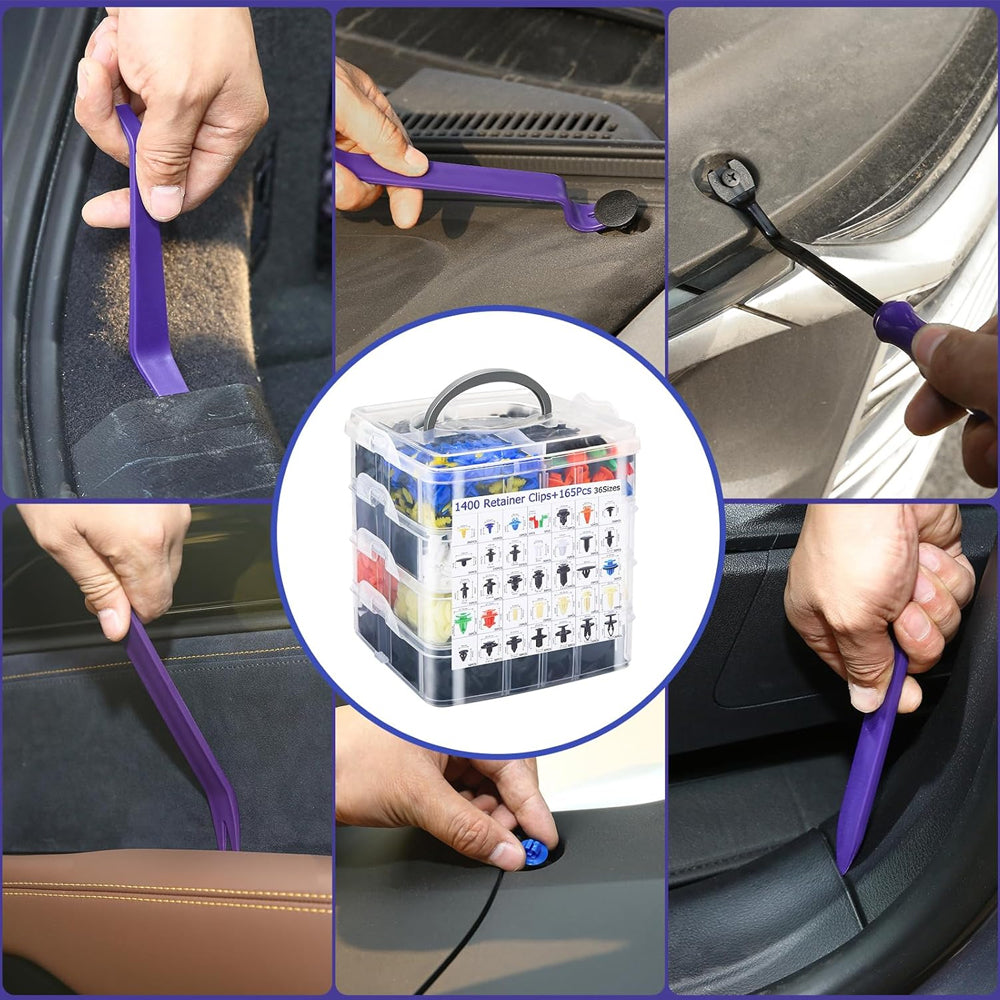 1565pcs Car Push Retainer Clip Fastener 36 Size Bumper Fender Rivet with Removal