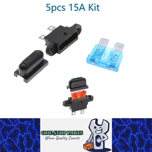 5 x 15A weatherproof standard inline fuse holder with mount tabs 5pcs 15Amp