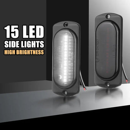 2 x White LED Front Marker Lamp 100x38mm 12-24V 15LEDs Front Marker Signal Light