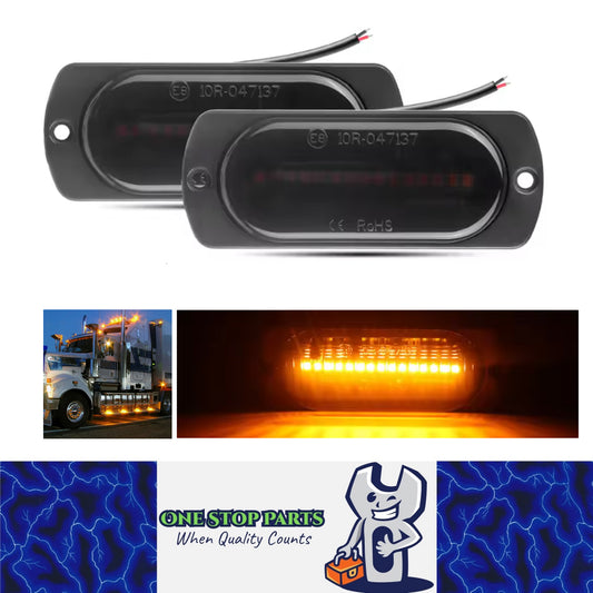 2 x Amber LED Side Marker Lamps 100x38mm 12V-24V 15LEDs Side Marker Signal Light