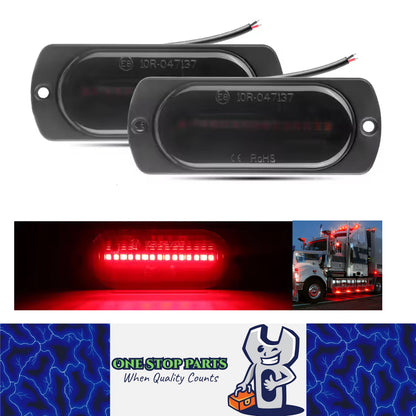 2 x Red LED Rear Marker Lamps 100x38mm 12V-24V 15LEDs Rear Marker Lights