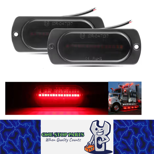 2 x Red LED Rear Marker Lamps 100x38mm 12V-24V 15LEDs Rear Marker Lights
