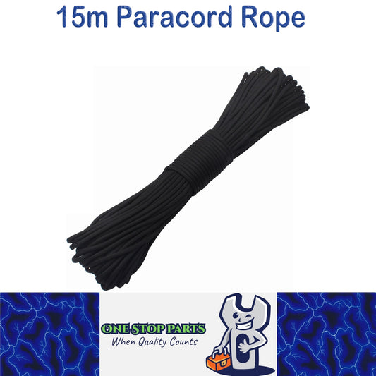 15m Black 650lb 9 core Paracord Rope 4mm Parachute Cord Outdoor Camping Rope