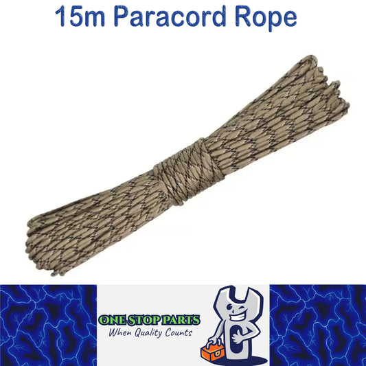 15m Camo Desert 650lb 9 Core Paracord Rope 4mm Parachute Cord Camping Rope