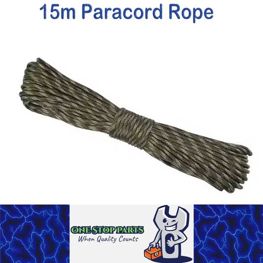 15m Camo Forest 650lb 9 Core Paracord Rope 4mm Parachute Cord Camping Rope
