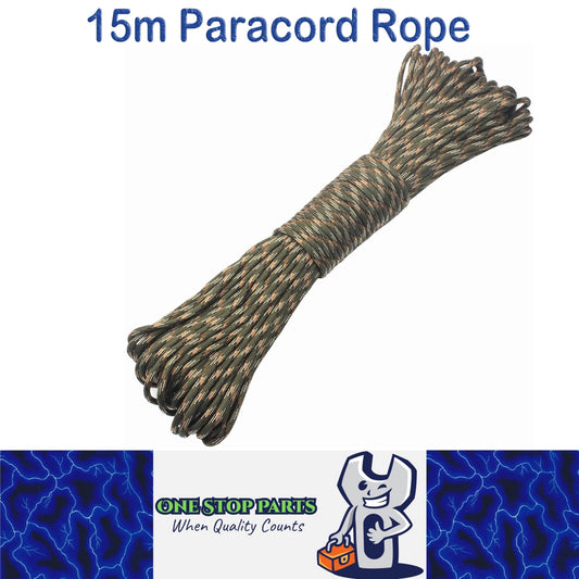 15m CamoGreen 650lb 9 Core Paracord Rope 4mm Parachute Cord Outdoor Camping Rope