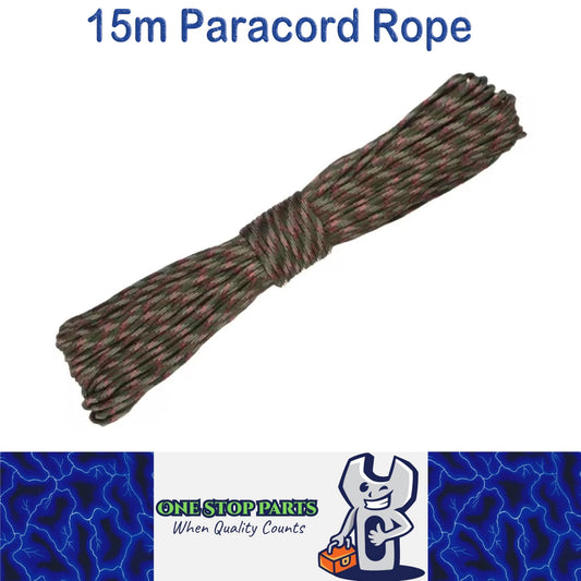 15m Camo Jungle 650lb 9 Core Paracord Rope 4mm Parachute Cord Camping Rope