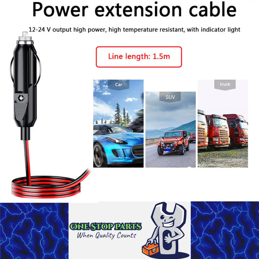12V-24V Car Cigarette Lighter Plug Male Connector 20A Fused with 1.5M Wire