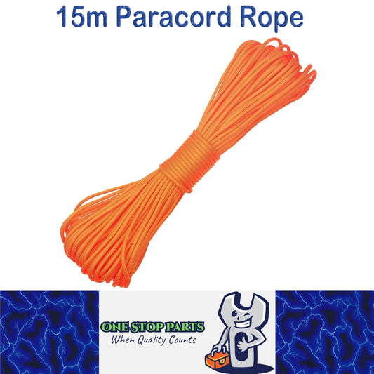 15m Orange 650lb 9 Core Paracord Rope 4mm Parachute Cord Outdoor Camping Rope