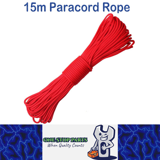 15m Red 650lb 9 core Paracord Rope 4mm Parachute Cord Outdoor Camping Rope