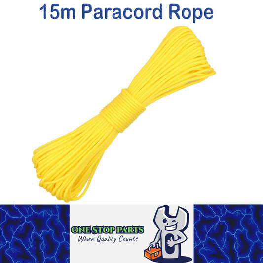 15m Yellow 650lb 9 Core Paracord Rope 4mm Parachute Cord Outdoor Camping Rope