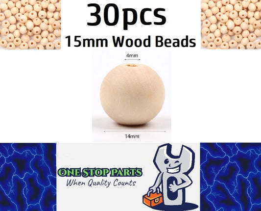 30 x 15mm Natural wood beads round DIY jewelry Handmade Accessories