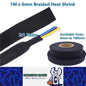 1M x 6mm 2:1 Black Heat Shrink Braided Sleeve Shrinks 6mm to 3mm Braided Sleeve