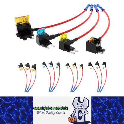 16pcs Add a Fuse Tap Adapters 4 Types Standard/Mini/L Mini/Micro2 with 16 Fuses