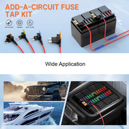 16pcs Add a Fuse Tap Adapters 4 Types Standard/Mini/L Mini/Micro2 with 16 Fuses