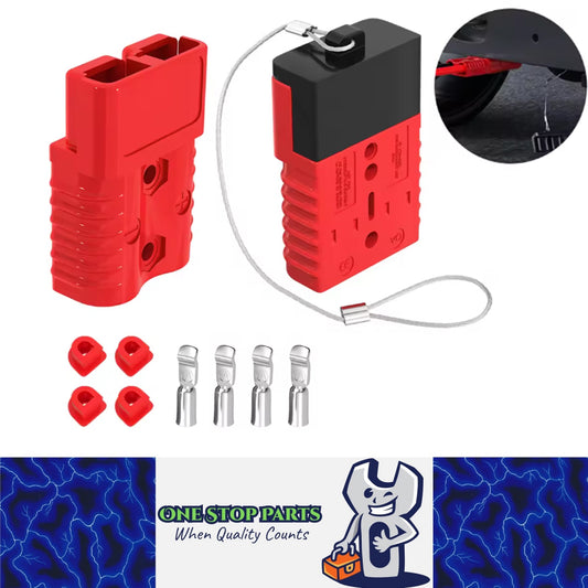 2 x 175A Red Anderson Sockets Plug 175Amp Wire Harness Plug Connector with Cover