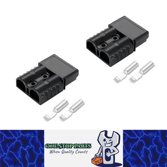 2 x 175A Black Anderson Socket Plug 2 Pin 175Amp Connector RV Truck Winch Marine