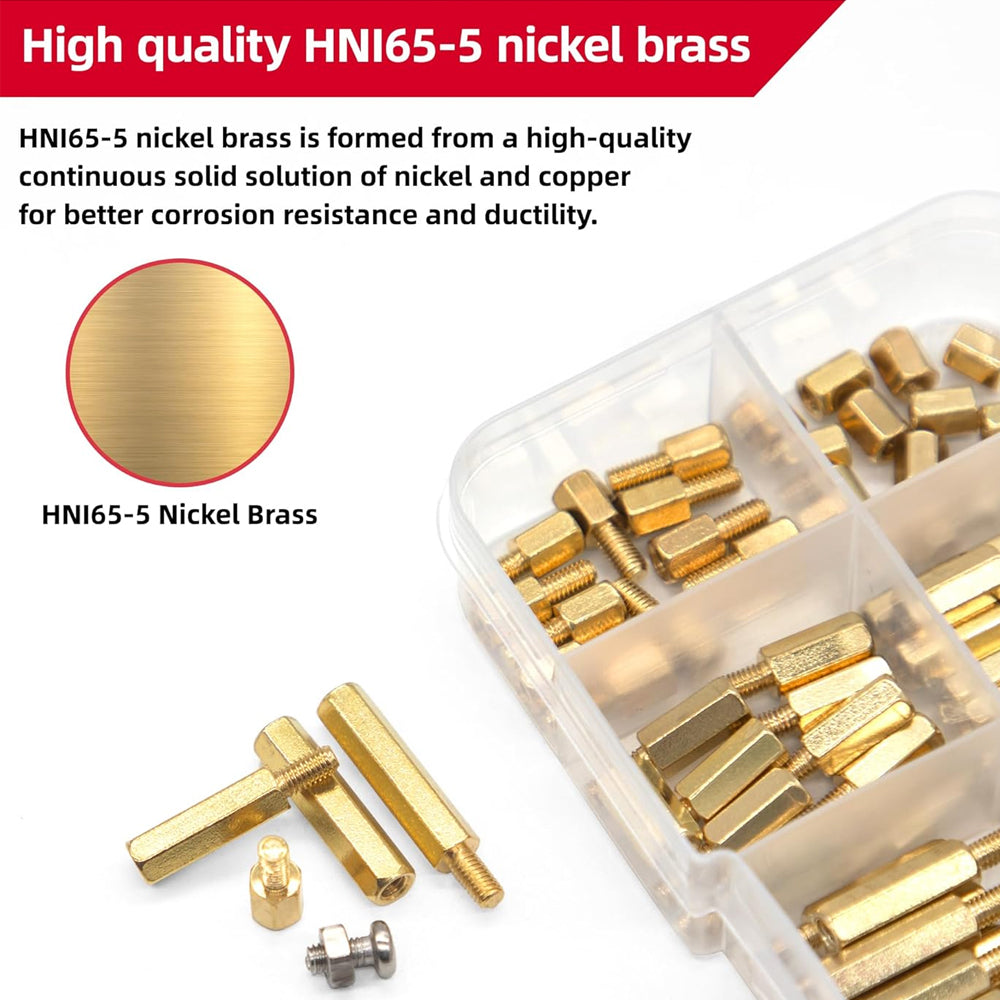 176 x M3 Brass Standoff Kit Hex Male Female Spacer Screw Nut for Motherboard PCB
