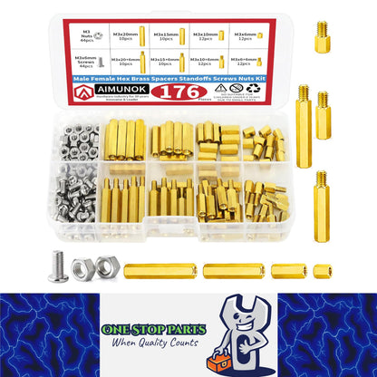 176 x M3 Brass Standoff Kit Hex Male Female Spacer Screw Nut for Motherboard PCB