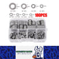 180pcs Stainless Steel Washer Assortment Kits M2-M12 Metal Screw Flat Washer
