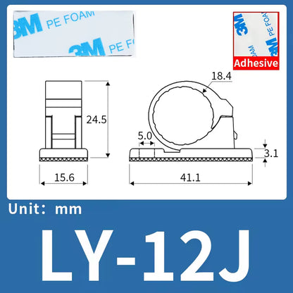 50 x Self-Adhesive Cable Clips ID18.4mm Wire Clamps Cord Holders Cable Organizer