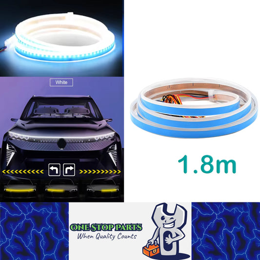 1.8m White LED Hood Strip Light Start Scan Dynamic DRL & Yellow Turn Signal Lamp