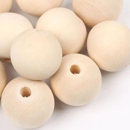 3 x 30mm Natural wood beads round DIY jewelry Handmade Accessories