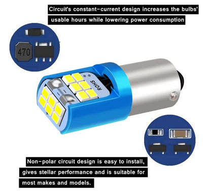 2 x Cool White BAY9S 18SMD NON POLARITY SUIT EURO INTERIOR LIGHTS (2pcs)
