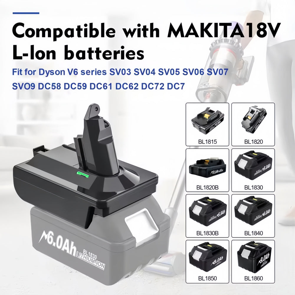 Battery Adapter for Makita 18V Battery work for Dyson V6 Series Vacuum Cleaner