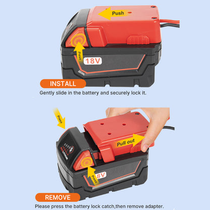 1x 18V to 12V Step Down Converter for Milwaukee M18 Power Wheel Battery Adapter