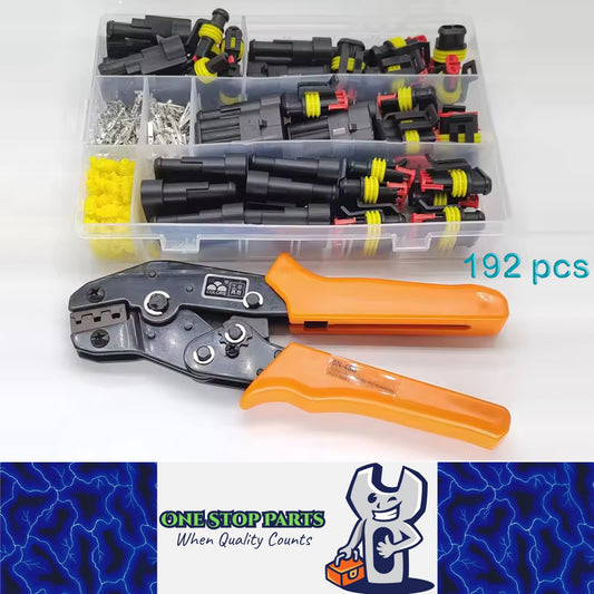 192x 1/2/3/4 Pin AMP Waterproof Connector Car Wire Plug with Wire Crimping Plier