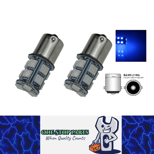 2 X 12v BA15S 1156 13 SMD BLUE 150 LUMENS LED GLOBE CAR LIGHT VAN LIGHT CARAVAN