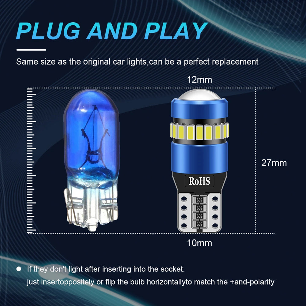 2pcs T10 Cool White 19SMD Canbus LED Bulbs Super Bright 194 W5W T10 LED Globes