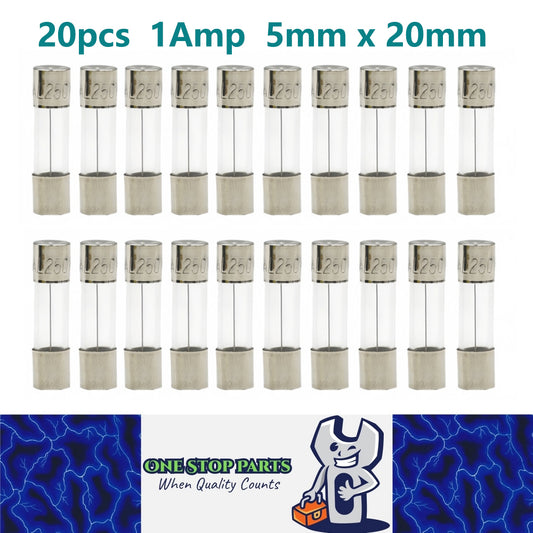 20 x 1Amp Glass Fuses 5mm x 20mm Long 1A Glass Fuse suits Vintage Cars and Bikes (20pcs)