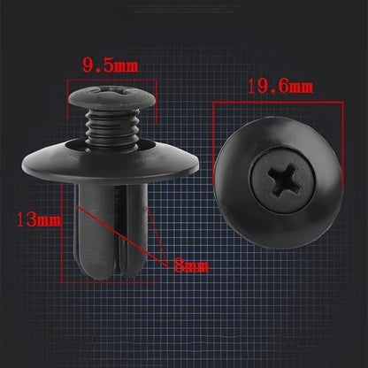 30pcs 8mm Black Plastic Body Rivets Fasteners for Under Bonnet Guard Liners etc