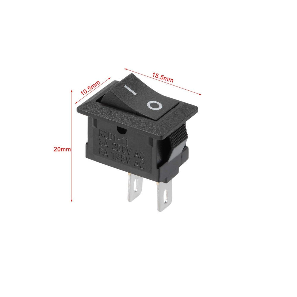 10 x Black Rocker Switches 10x15mm ON/OFF 2 Pin SPST Panel Mount Switches