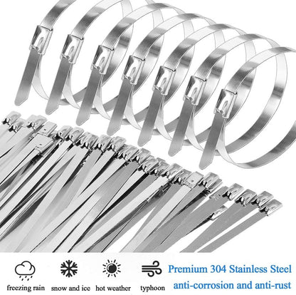 60 x 300mm Metal Self Locking Reusable Cable Ties Heavy Duty Zip Ties (60pcs)
