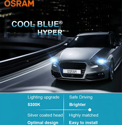 2 x Osram 12V H4 60/55W Hi/Low HB2 9003 Halogen Hyper White Globe 5300K