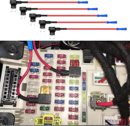 20 x Mini Blade Piggy Back fuse Connector with wire ideal for add on Accessories